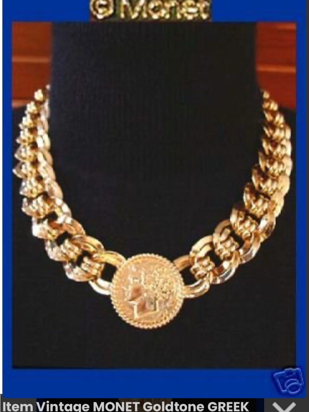 Monet Gold-Tone Chain Necklace with Greek Medallion